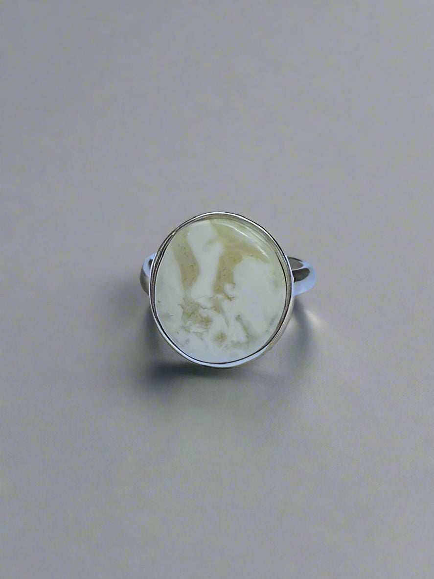 White Amber ring