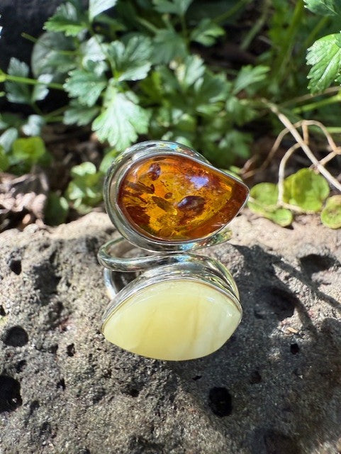 Mixed Colours Amber Ring