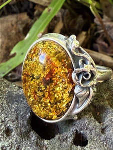 Green Amber ring