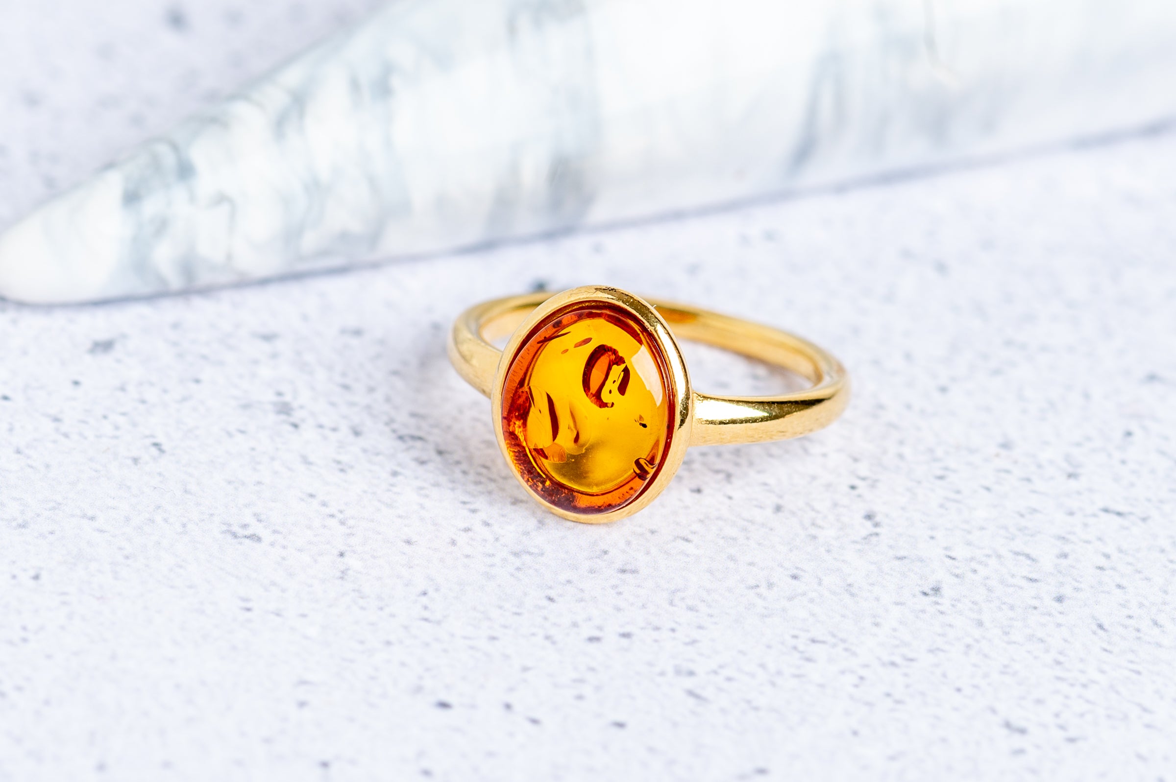 Stunning Gold Amber Ring