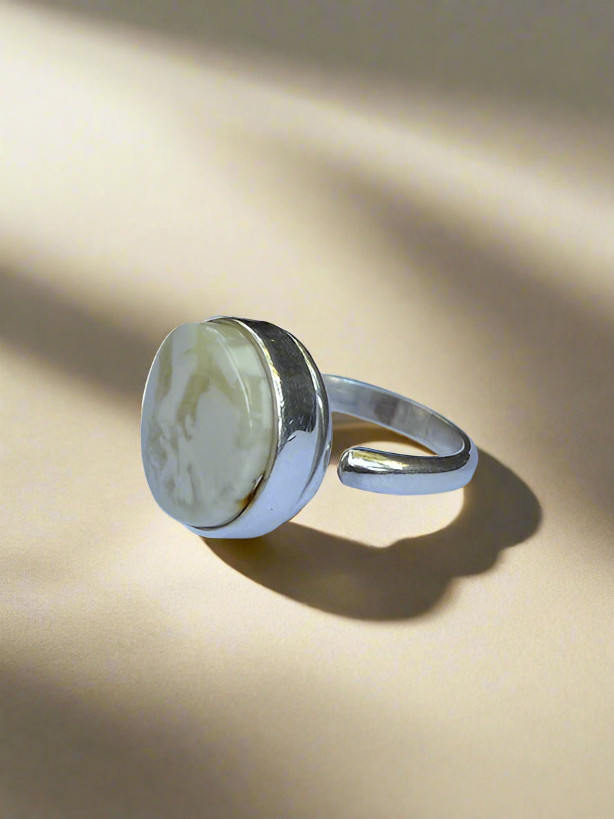 White Amber ring