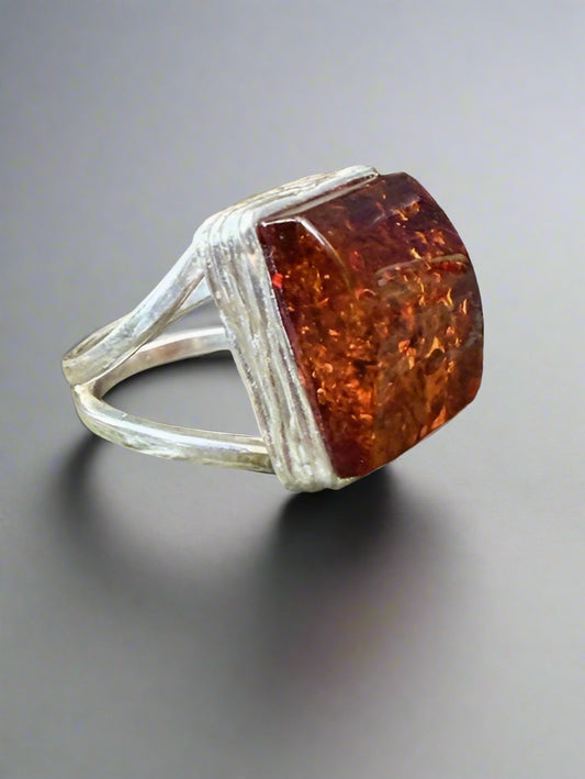 Natural Cognac Baltic Amber Ring