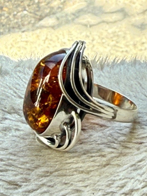 Radiance Bold: Modern Statement Amber Ring