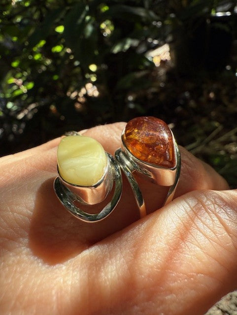 Mixed Colours Amber Ring