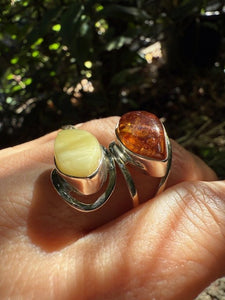 Mixed Colours Amber Ring