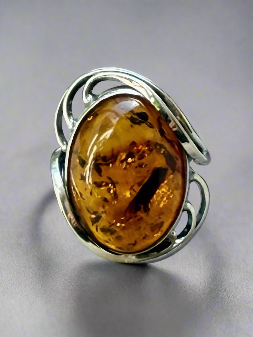 Radiance Bold: Modern Statement Amber Ring