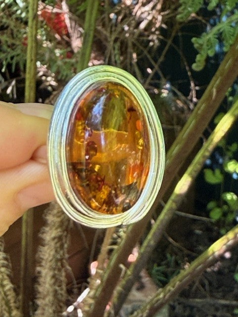 Bold Cognac Amber Ring