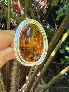 Bold Cognac Amber Ring