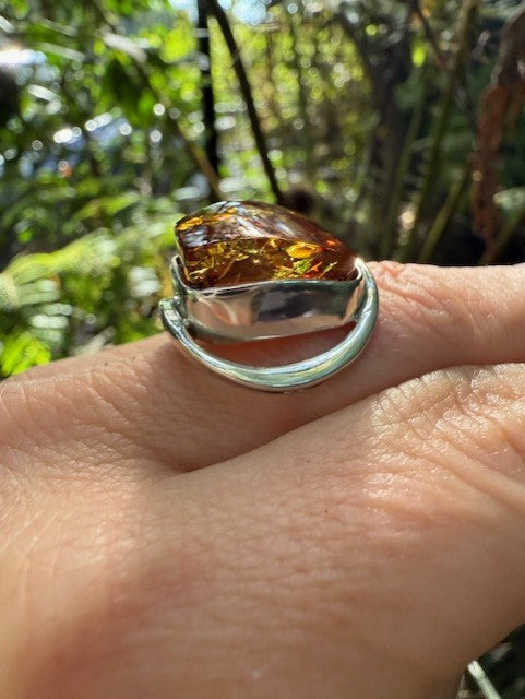 Cognac Amber Unique Ring