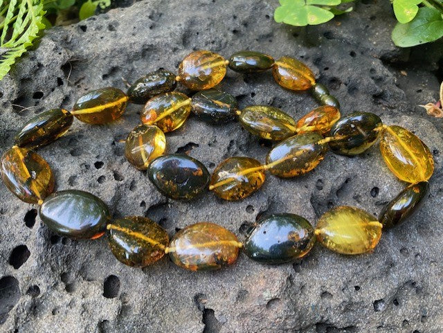 Unique Green Amber Necklace