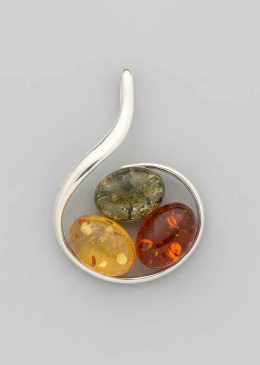 Large Amber and Silver Pendant