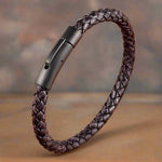 Load image into Gallery viewer, Men&#39;s leather rope bracelet black
