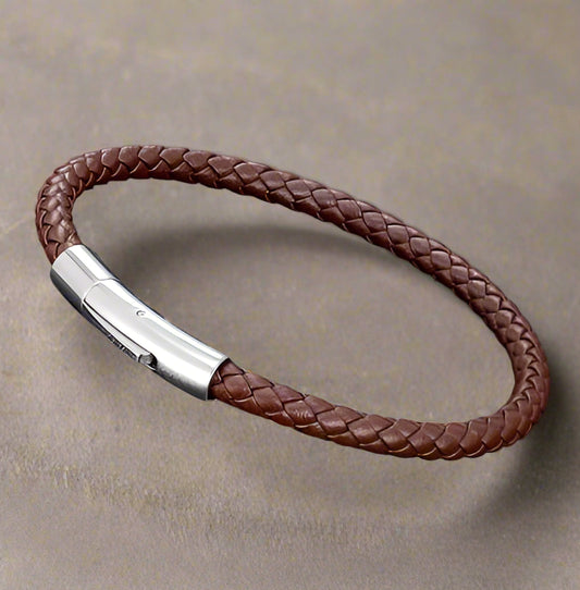 Men's Brown leather rope bracelet