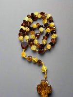 Load image into Gallery viewer, Catholic Rosary: Rounded Natural Baltic Amber Beads
