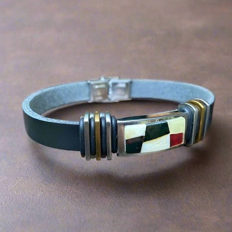 Leather Amber Men's Bracelet, Jan