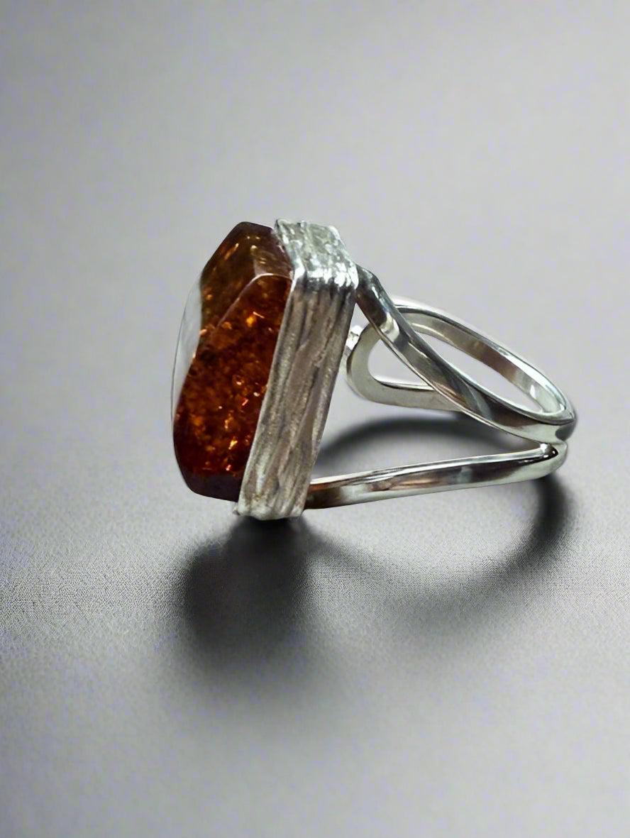 Natural Cognac Baltic Amber Ring