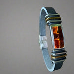 Load image into Gallery viewer, Amber Leather Men&#39;s Bracelet Filip

