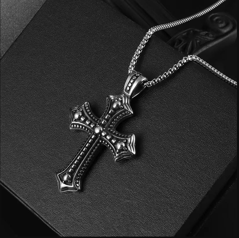 Men's Silver cross necklace Amber House - Main Image
