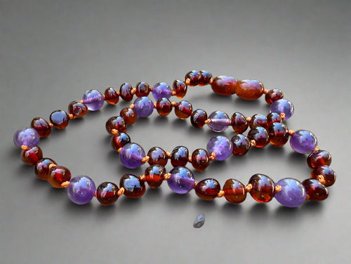 AMETHYST AND AMBER Teething Necklace Amber House