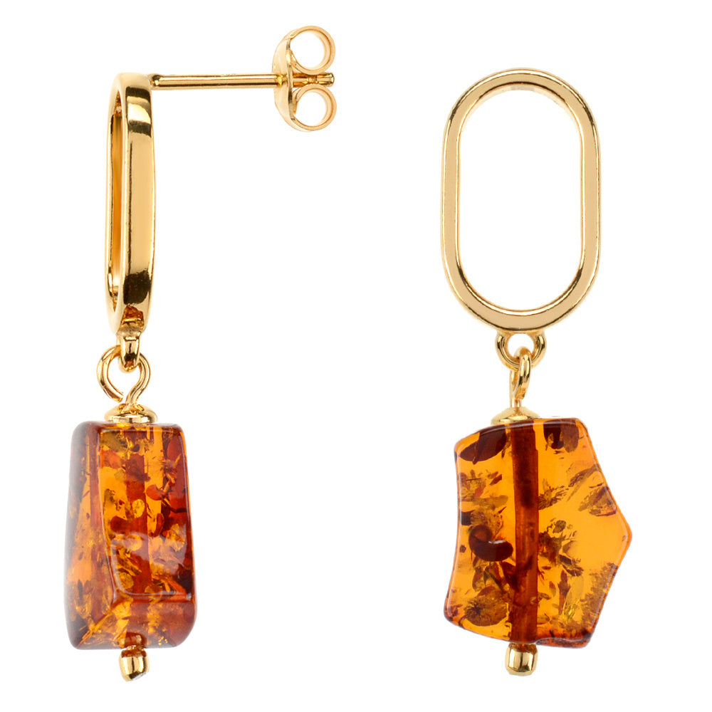 Modern Gold Amber Earrings