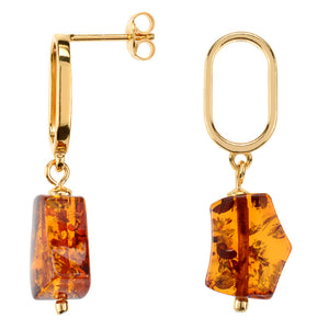 Modern Gold Amber Earrings