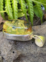 Load image into Gallery viewer, Silver Green Amber Pendant
