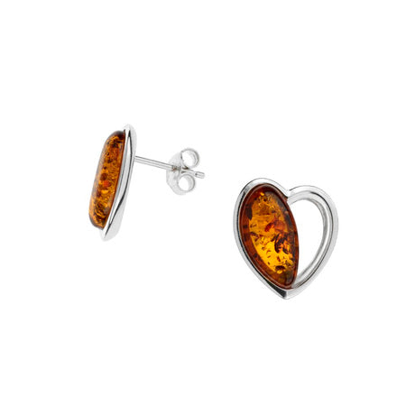 Heart shape Baltic Amber Earrings