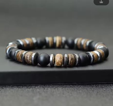 Hematite Men's Beaded Bracelet