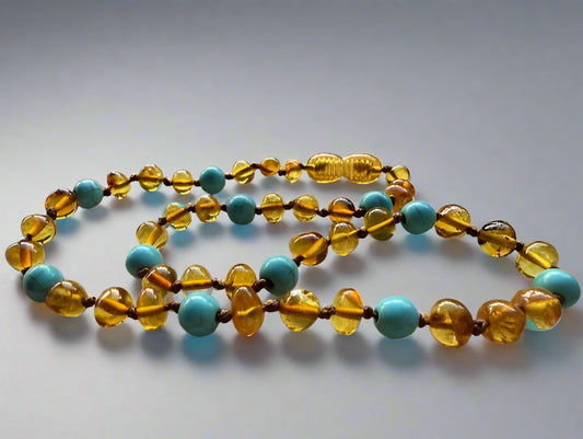 Amber and Turquoise Baby Necklace