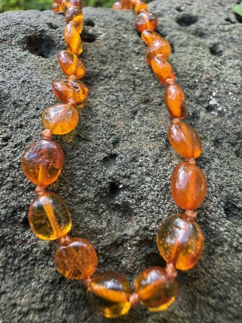 Honey Oval Baltic Amber Teething Necklace