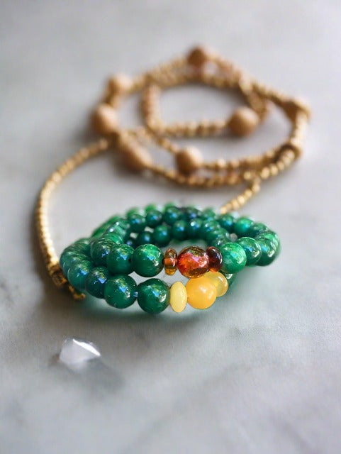 Jade and Amber Bracelet