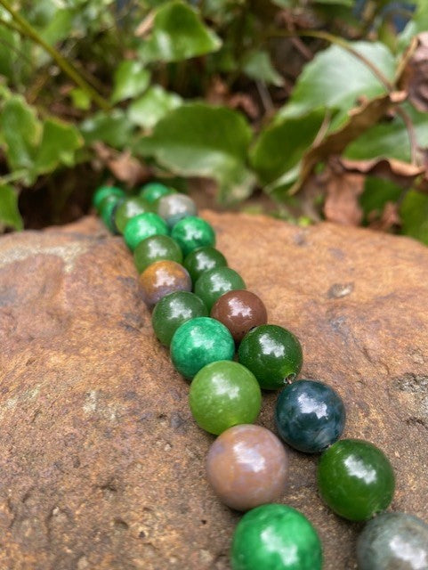 Earthy Jade necklace 12 mm beads