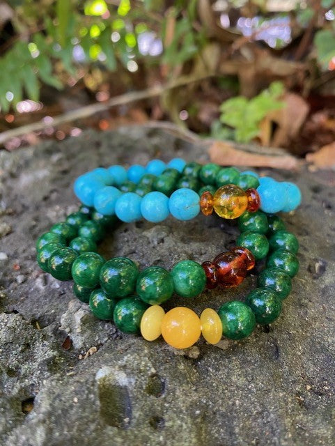 Jade and Amber Bracelet