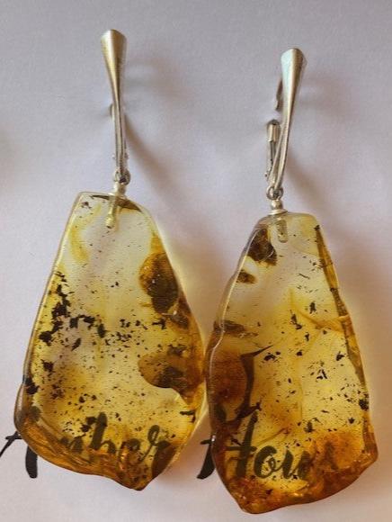 Natural Amber drop earrings
