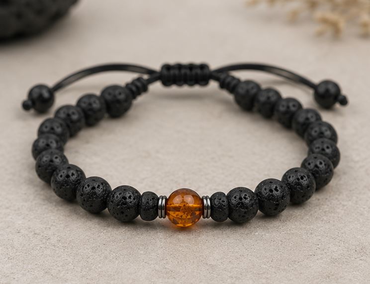Lava and Amber Men's Bracelet