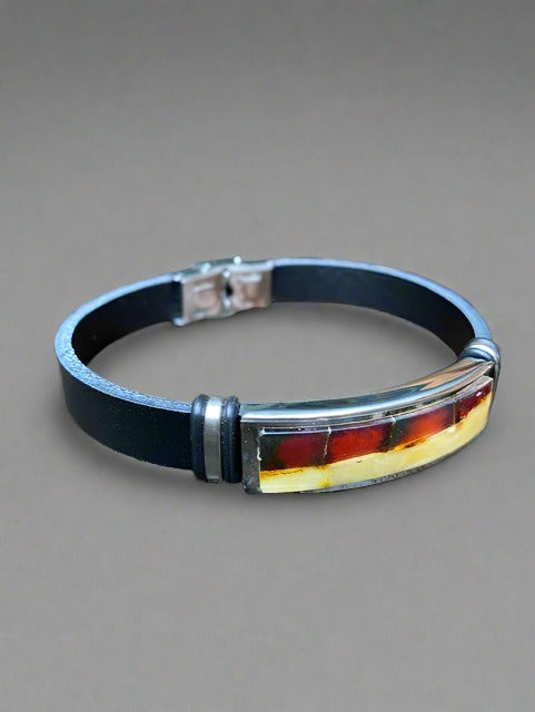 Gerald men's bracelet. Two tone amber milky and cognac