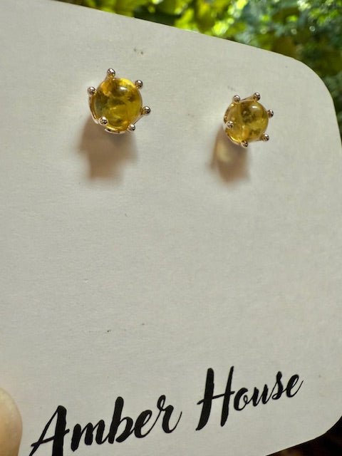 Small Lemon Amber Earrings