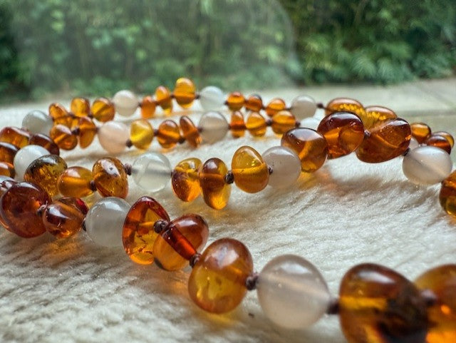 Amber and Moonstone Kids Necklace