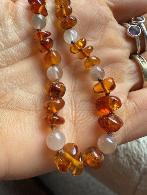 Amber and Moonstone Kids Necklace