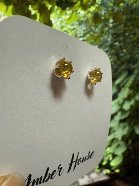 Small Lemon Amber Earrings