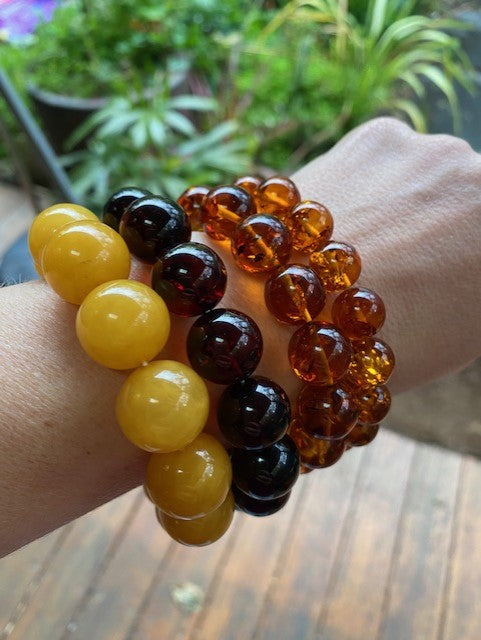 Honey Amber Men's Beaded Bracelet