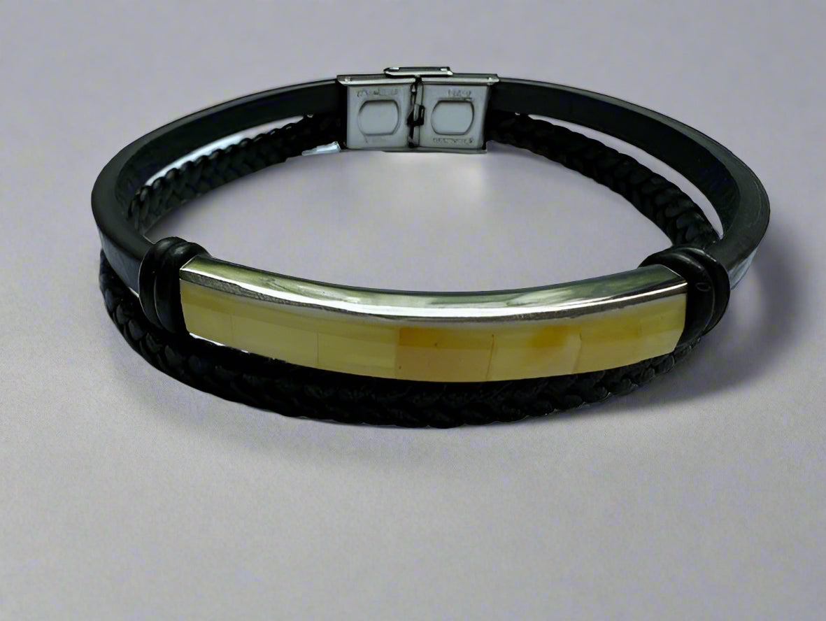 Jon Leather Amber Men's Bracelet
