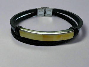 Jon Leather Amber Men's Bracelet