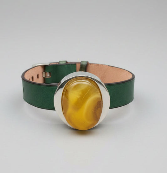 Men’s Baltic Amber Leather Bracelet – Statement Collection