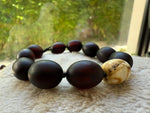 Load image into Gallery viewer, Black Amber &amp; White Earth Bead Men&#39;s Bracelet
