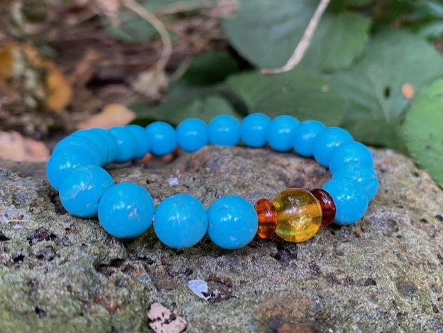 Men's Turquoise and Amber Bracelet