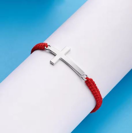 Men’s Cross Rope Bracelet – Red