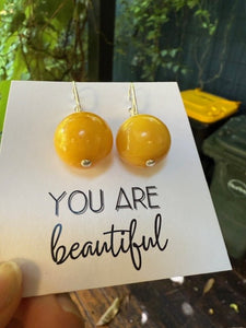 Silver Amber Balls Amber Earrings