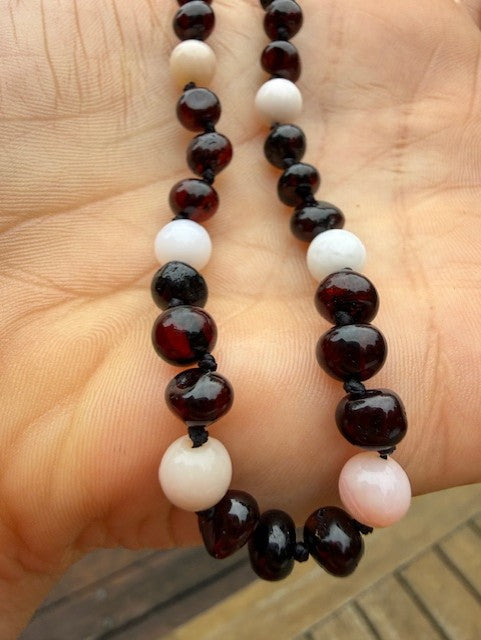 Amber and Quartz Toddler Necklace