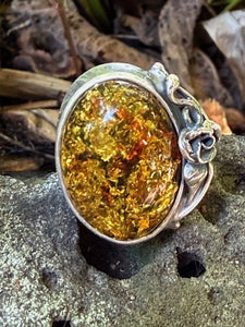 Green Amber ring